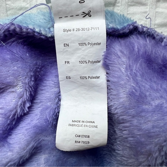 Funzietime Blue and Purple Tie Dye Unicorn Onesie Pajama Costume, Adult XS - Picture 13 of 14